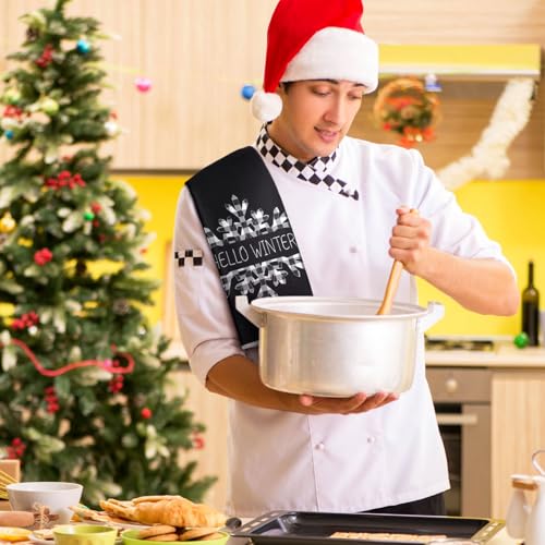 Geyoga 6 Pcs Merry Christmas Kitchen Towels Buffalo Plaid Xmas Tree Dish Towels Hand Towel Tea Towel Absorbent Soft Drying Cloth for Holiday Housewarming Gifts, 16x24 Inch(Gray White)