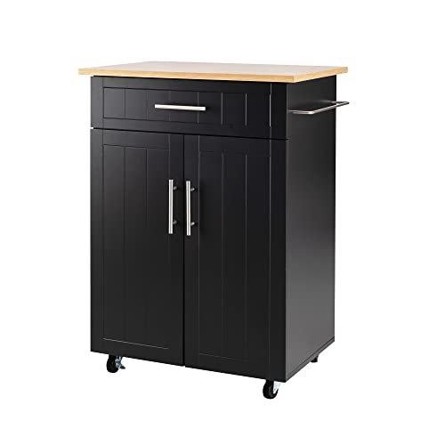 Shintenchi Kitchen Island Cart with Storage,Rolling Side Table on Wheels with Large Worktop, Cabinet,Towel Rack and Drawers for Kitchen,Dinning Room, White