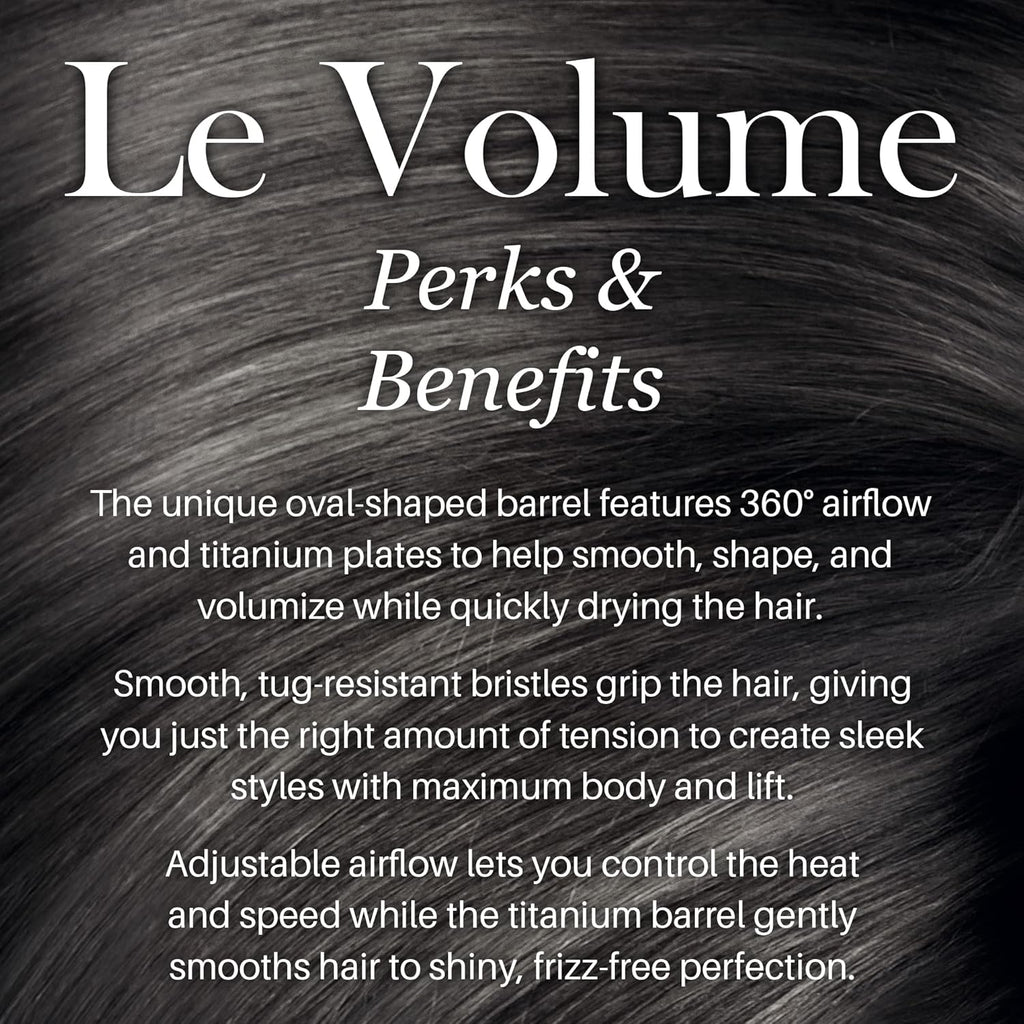 L'ANGE HAIR Le Volume 2-in-1 Titanium Brush Dryer Black | 75MM Hot Air Blow Dryer Brush in One with Oval Barrel | Hair Styler for Smooth, Frizz-Free Results for All Hair Types