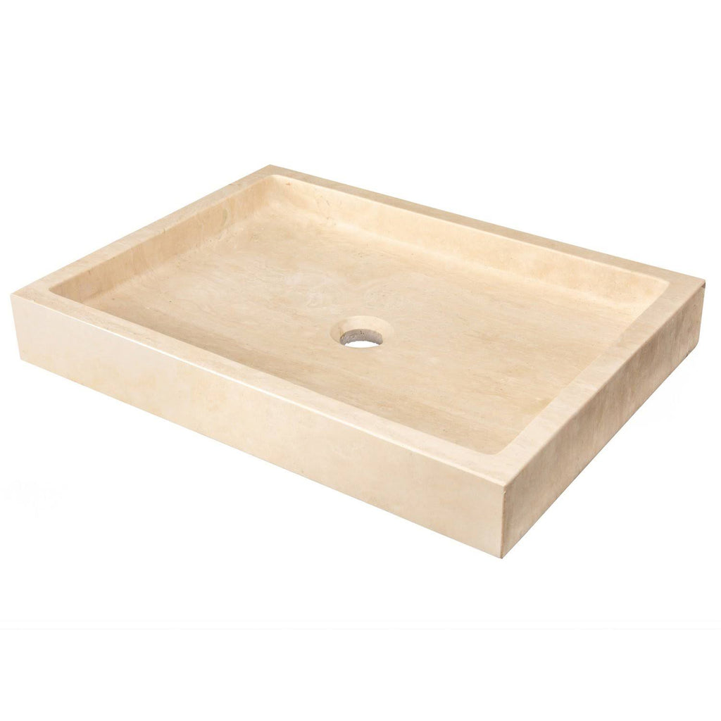 Eden Bath Rectangular Infinity Pool Sink - Honed Beige Travertine