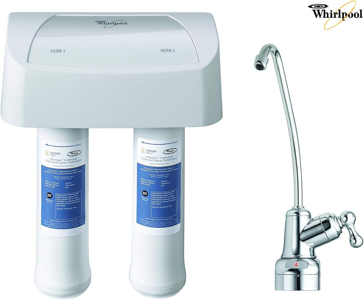 Whirlpool WHEEDF Dual Stage Replacement Pre/Post Water Filters | Fits WHADUS5 & WHED20 Filtration Systems | 1 Set, Pack of 2, Grey , Gray Pack of 2