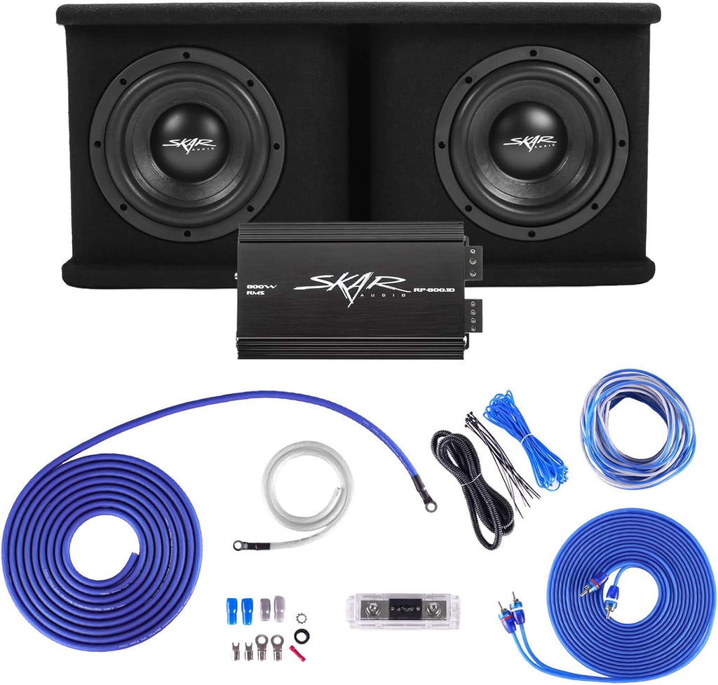 Skar Audio Dual 12 Complete 2,400 Watt SDR Series Subwoofer Bass Package - Includes Loaded Enclosure with Amplifier