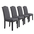 Yaheetech Upholstered Parsons Dining Chairs Set of 6, Fabric Dining Room Chairs Side Chair with Nailhead Trim and Wood Legs for Living Room, Padded Chairs, Khaki(3 Package)