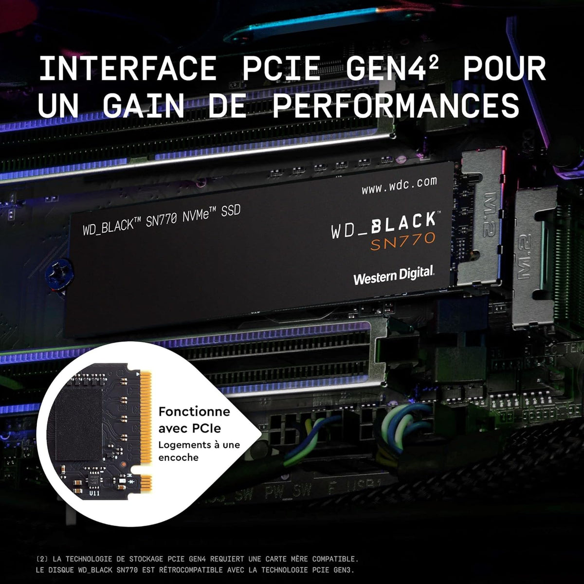 WD_BLACK 2TB SN770 NVMe Internal Gaming SSD Solid State Drive - Gen4 PCIe, M.2 2280, Up to 5,150 MB/s - WDS200T3X0E