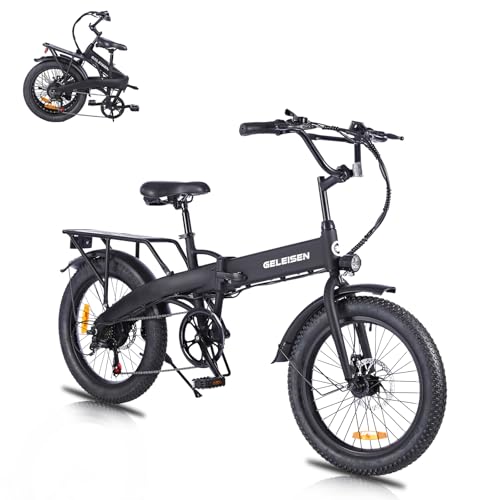 Folding Electric Bike for Adults, 20??3.0 Fat Tire Electric Bicycle, 374.4Wh Battery Ebike, 20MPH Electric Cargo Bike with LCD Color Display & 6 Speed Gears (Fits for 5'0+)