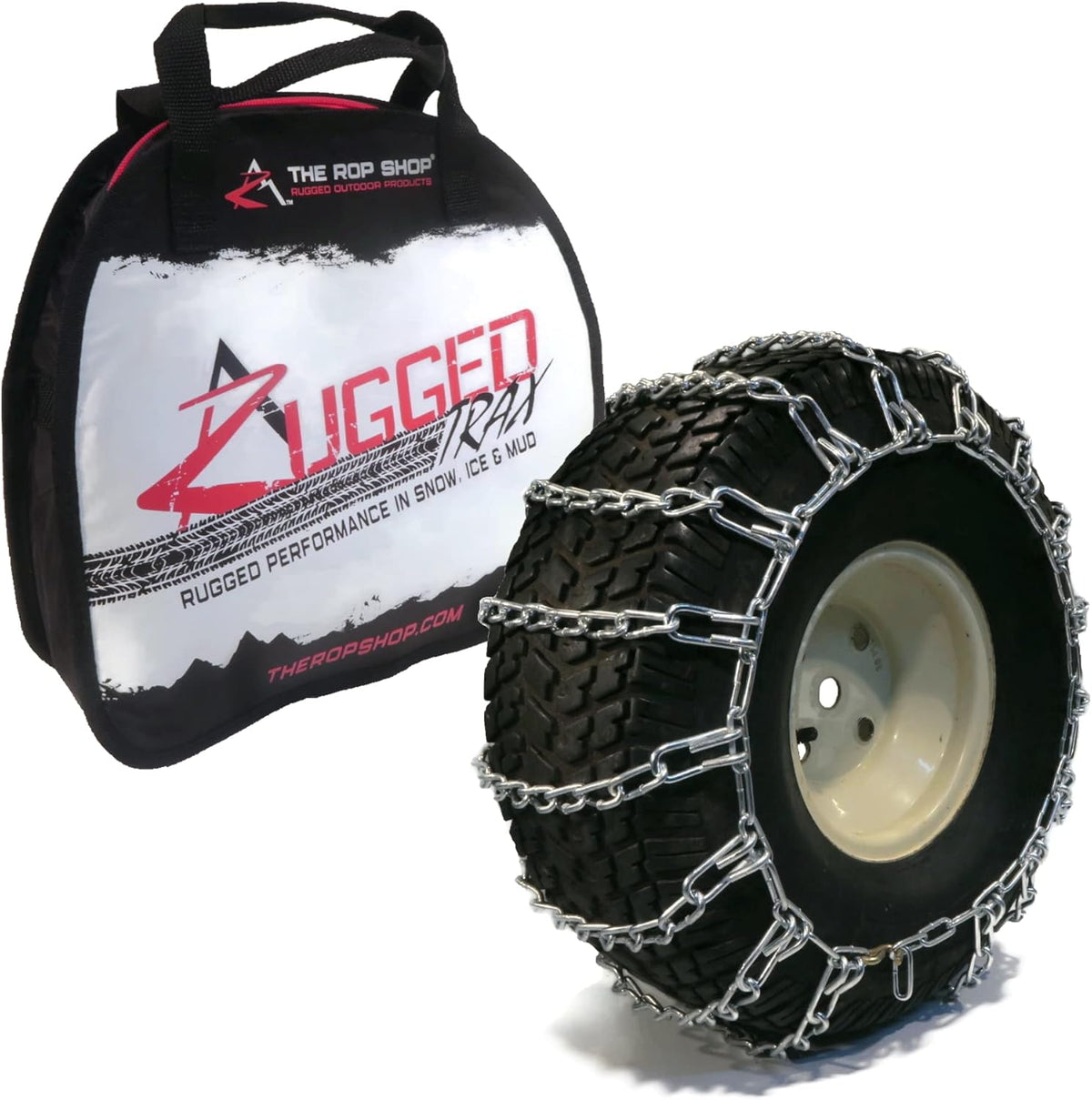 The ROP Shop Pair of 2 Link Tire Chains & Tensioners 23x10.5x12 for Snow Blowers, Lawn & Garden Tractors, Mowers & Riders, UTV, ATV, 4-Wheelers, Utility Vehicles