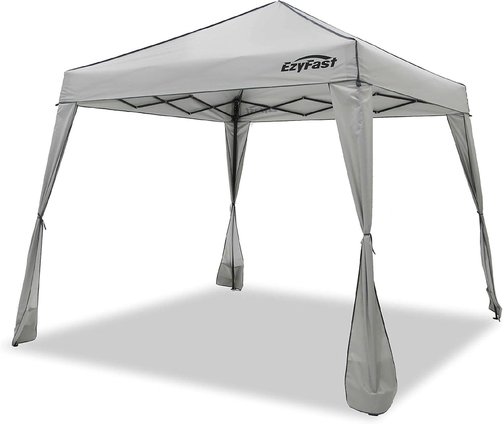 EzyFast Elegant Pop Up Beach Shelter, Compact Instant Canopy Tent, Portable Sports Cabana, 7.5 x 7.5 ft Base / 6 x 6 ft top for Hiking, Camping, Fishing, Picnic, Family Outings (6 x 6, A Khaki)