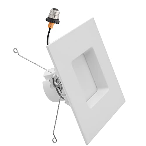 Maxxima 4 in. 5 CCT Retrofit Recessed Square LED Downlight - 800 Lumens, Color Selectable 2700K-5000K (2700K/3000K/3500K/4000K/5000K), Dimmable, 90 CRI, Ideal for Kitchen, Bathroom, or Bedroom