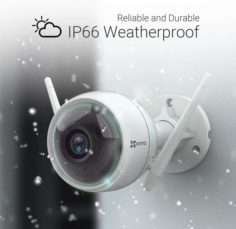 EZVIZ Security Camera Outdoor 1080P WiFi, 100ft Night Vision, Weatherproof, Smart Motion Detection Zone, 2.4GHz WiFi Only(C3WN, 2 Packs)