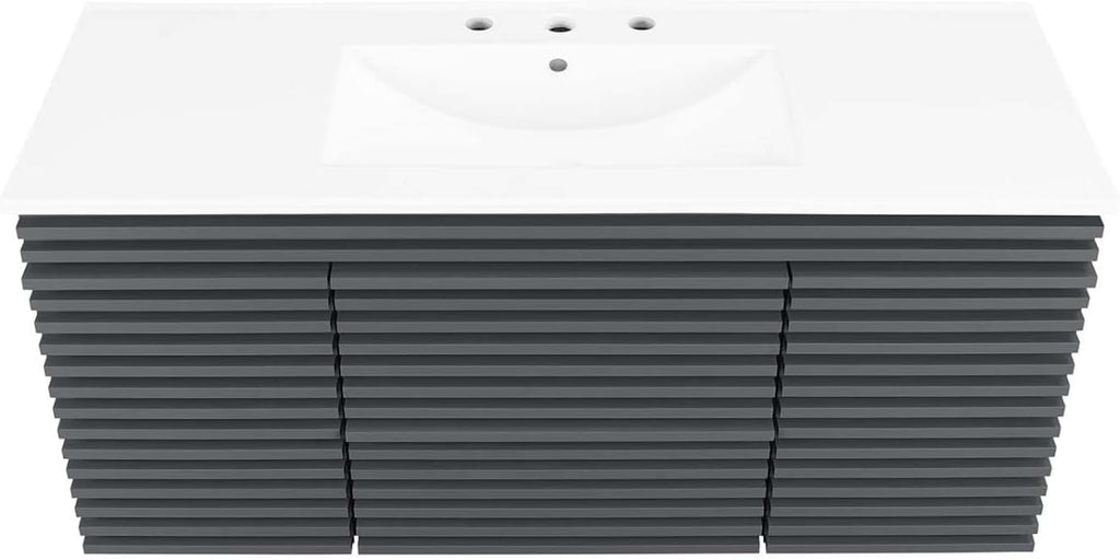 Modway Render 48 MDF and Particleboard Wall-Mount Bathroom Vanity - Gray/White