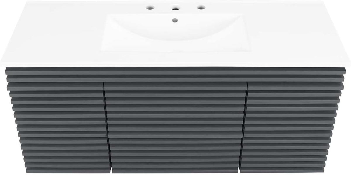 Modway Render 48 MDF and Particleboard Wall-Mount Bathroom Vanity - Gray/White