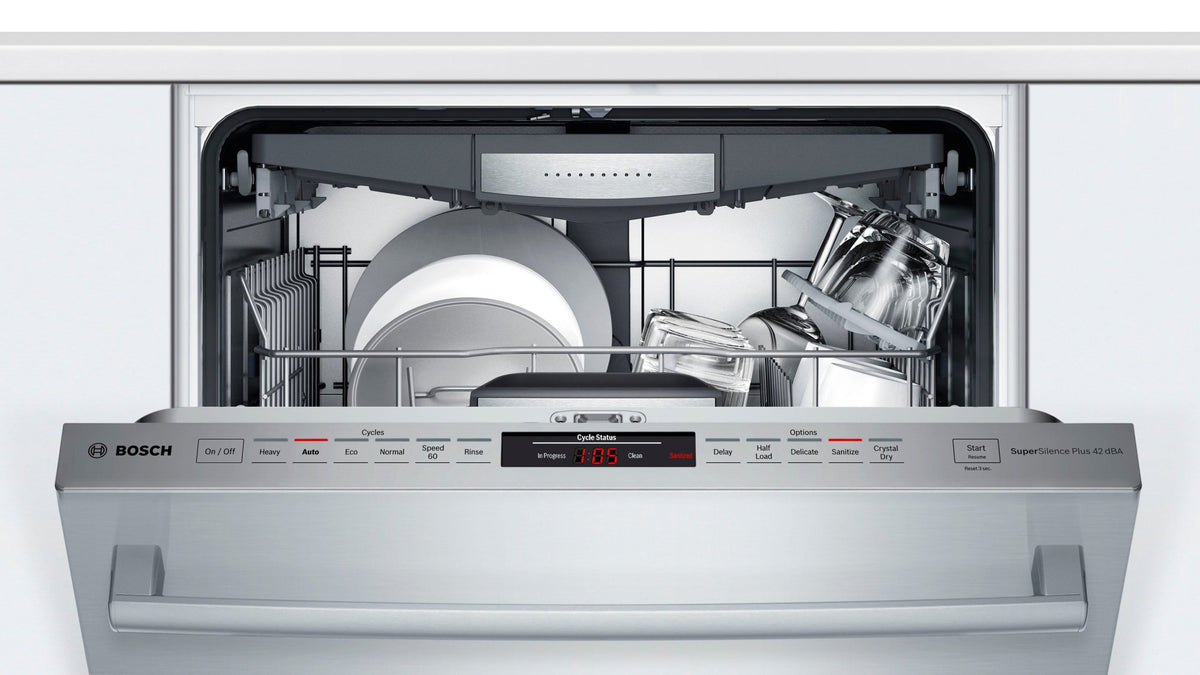 Bosch - 800 Series 24 Top Control Built-In Dishwasher with CrystalDry, Stainless Steel Tub, 3rd Rack, 42 dBa - Stainless steel