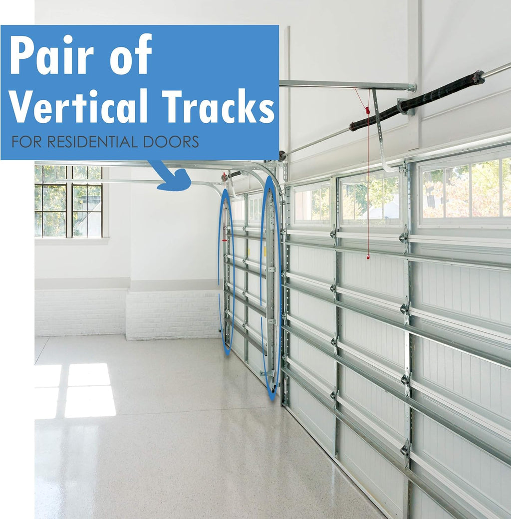 Garage Door Vertical Track Replacement ?C Set of Left and Right for 7 Foot Tall - Garage Door Rails Galvanized Steel Hardware Door Rails for Residential/Light Commercial Side Tracks for 2-inch Rollers