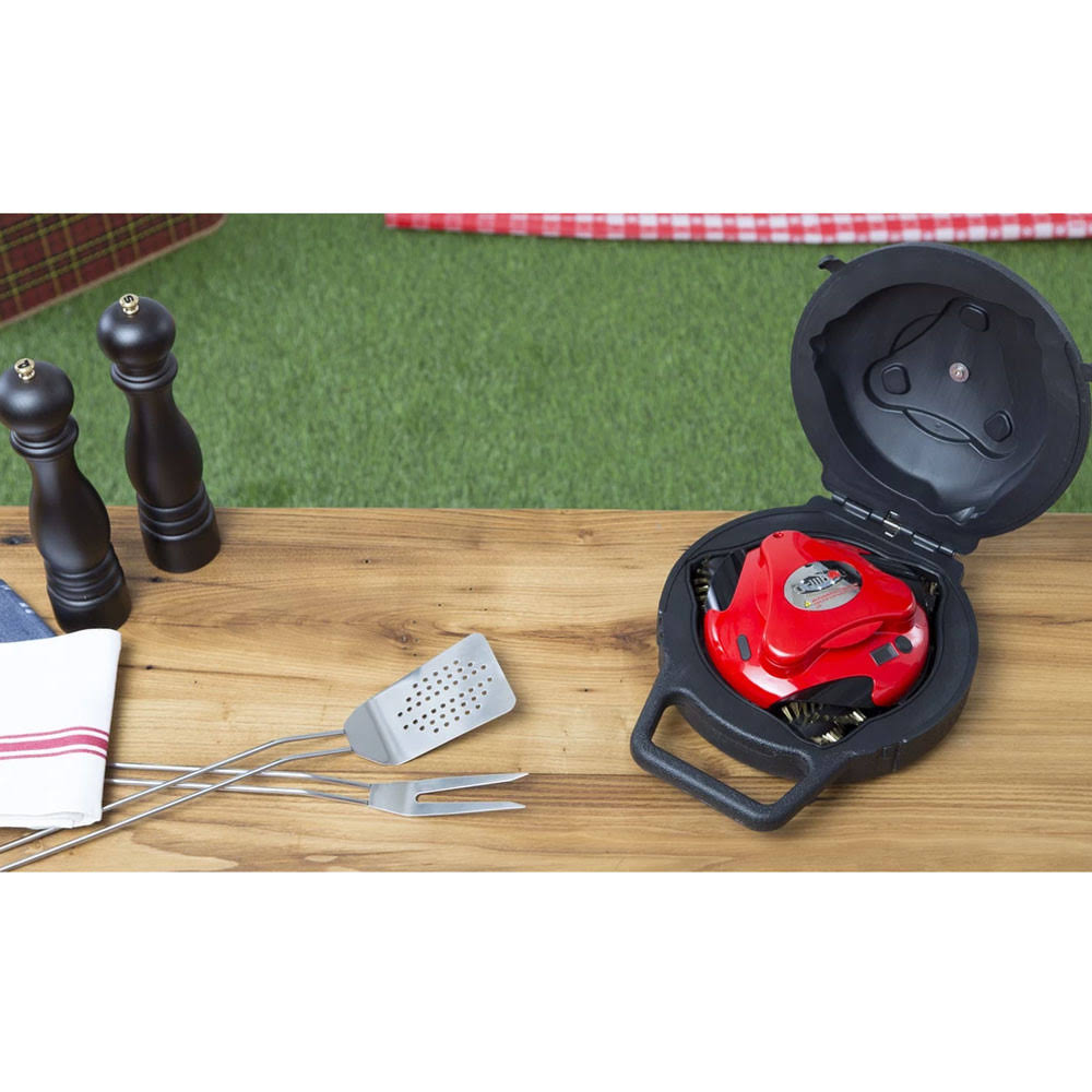 Grillbot BUN3:RED Automatic Outdoor Grill Cleaning Robot with Carry Case, Red