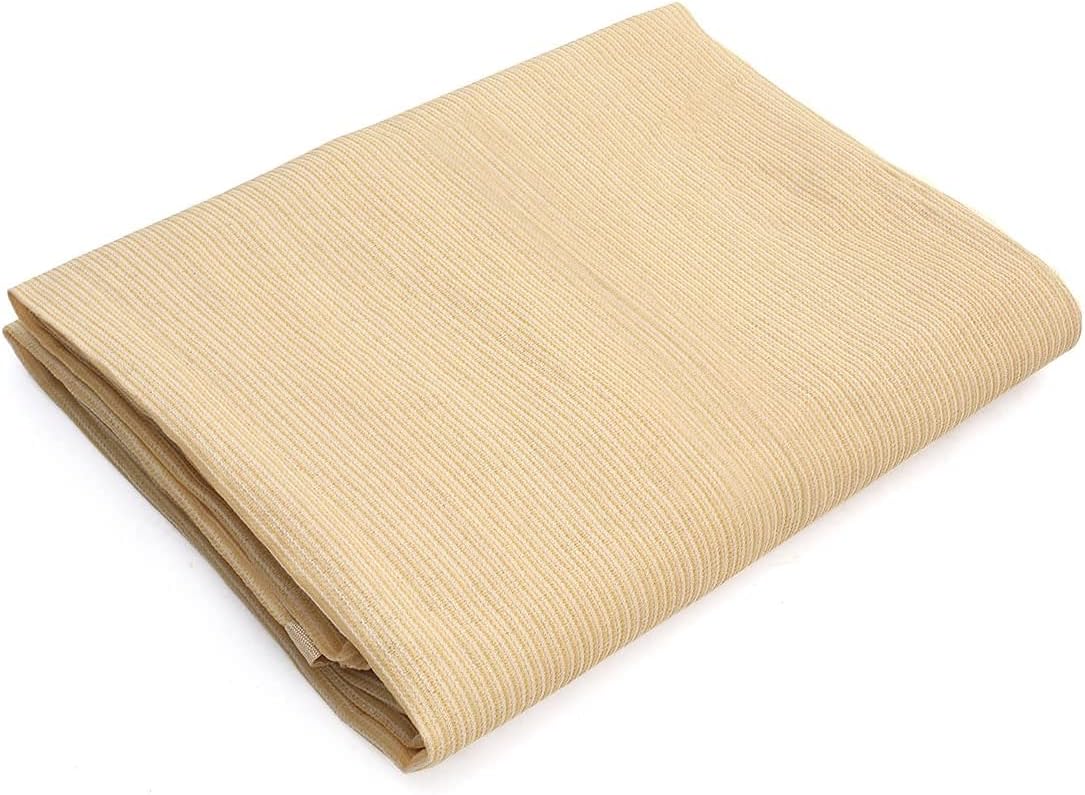 Shatex 90% Shade Fabric Sun Shade Cloth Taped Edge with Grommets Sun-Block Mesh Shade for Pergola Cover Canopy 12?? x 20??, Wheat, 12 Bungee Balls