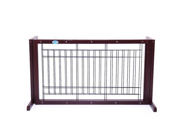 samnewrate Pet Fence Gate Free Standing Adjustable Dog Gate Solid Wood Construction Indoor