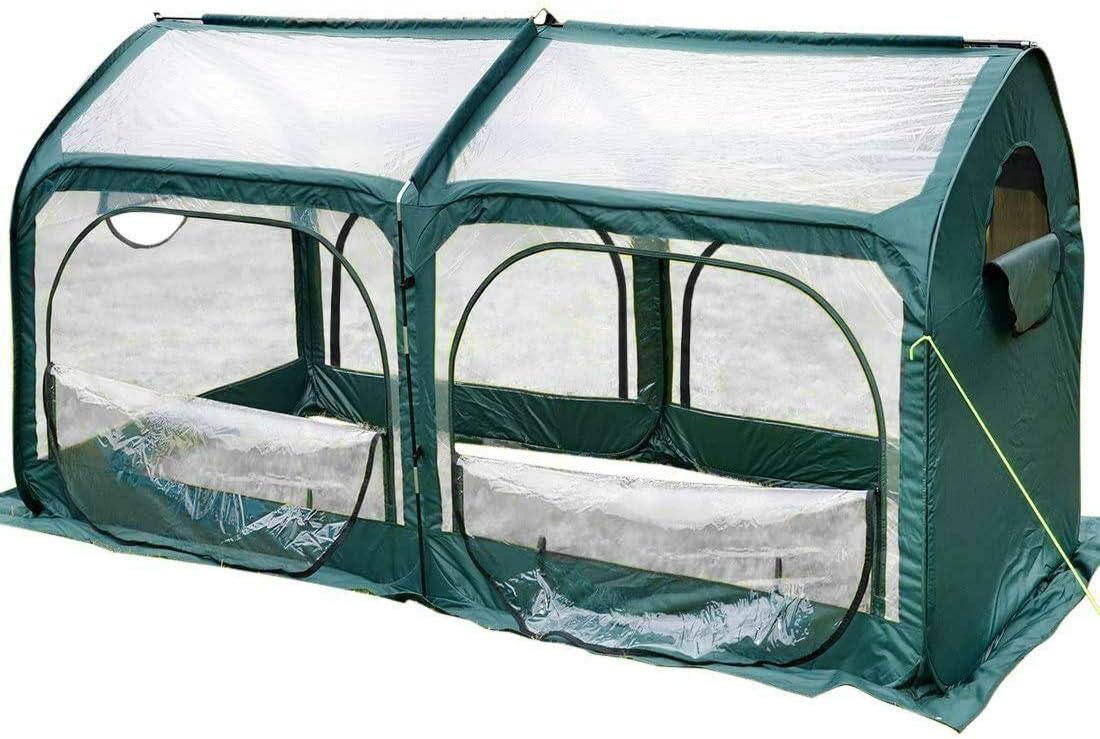 Quictent Mini Portable Greenhouse 98 x 49 x 53 Inches Pop up Grow House for Outdoor & Indoor Eco-Friendly Fiberglass Poles Overlong Cover 6 Stakes 4 Zipper Doors (Black)