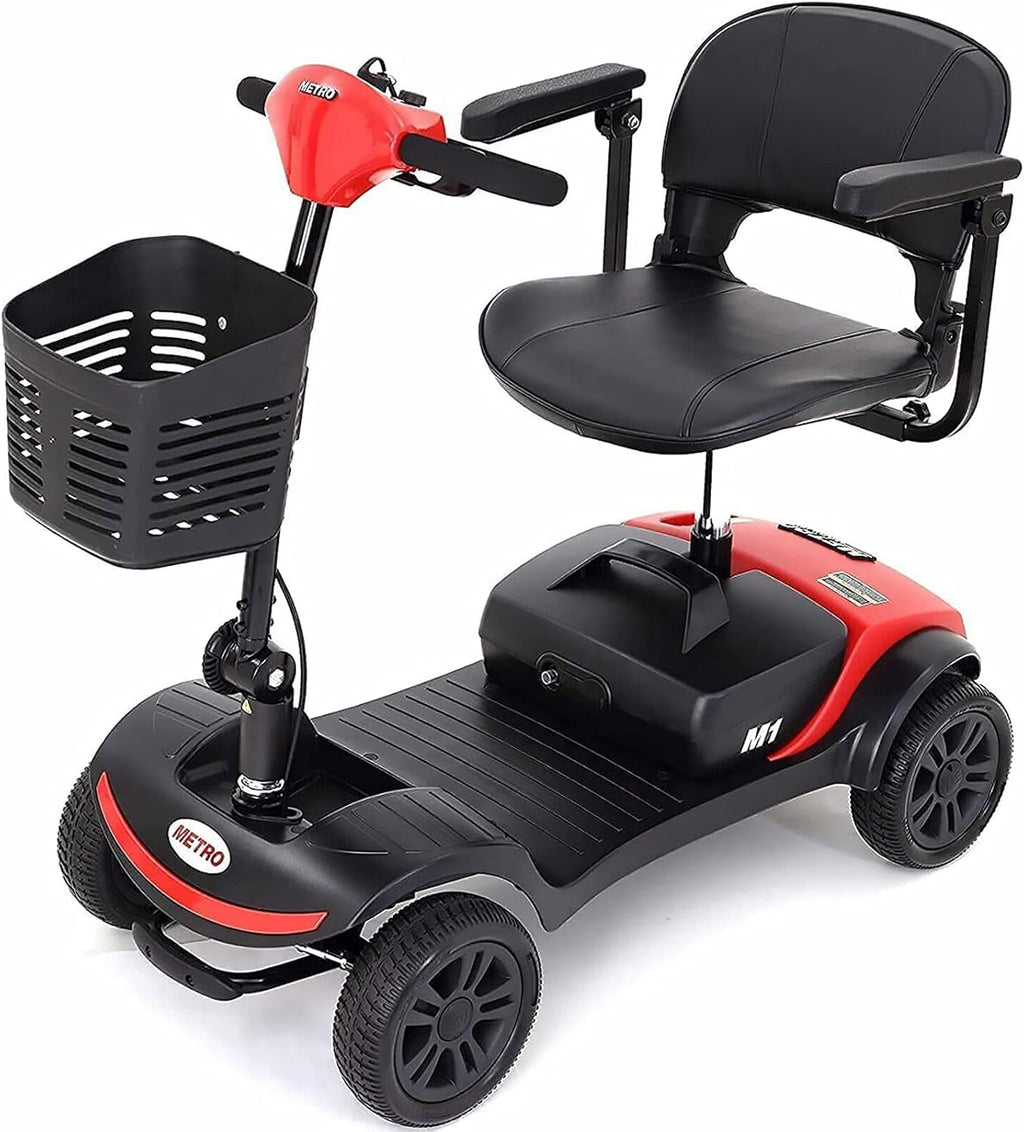 Electric Mobility Scooter for Adults and Seniors 4 Wheel Powered Mobility Scooters for Travel, Elderly - Long Range Power Extended Battery with Charger and Basket Included
