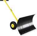 Outvita Snow Shovel with Wheels, 29 Wide 18 Long Snow Plow Shovel Angle & Height Adjustable Padded Handle Efficient Snow Clean Tool for Driveway or Pavement (Yellow)