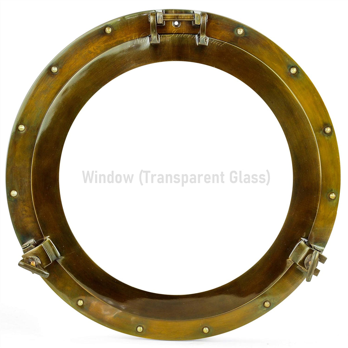 Nagina International, 17 Aluminum Porthole Antique Finish~Port Window Glass Ship Porthole Decor Pack of 2