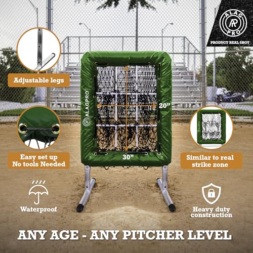 ALAGPRO? The Original 9 Hole Pitching Net with Strike Zone Pocket | Pitching Target for Baseball & Softball Pitchers