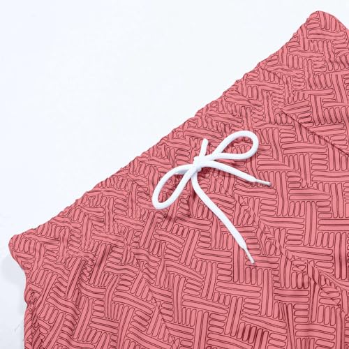 Male Casual Striped Print Two Piece Suit Zipper Short Sleeve Top Blouse Suit Drawstring Pocket Short Set Medium