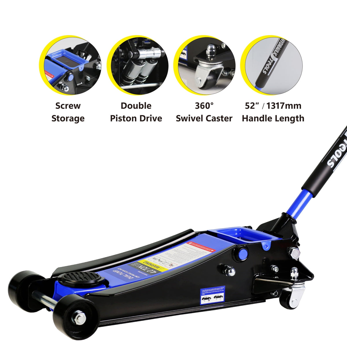CQSXDA Floor Jack, 4 Ton Low Profile Floor Jack, Heavy-Duty Steel Racing Floor Jack with dual Piston Quick Lift Pump, Floor Jack Lifting Range 4-21