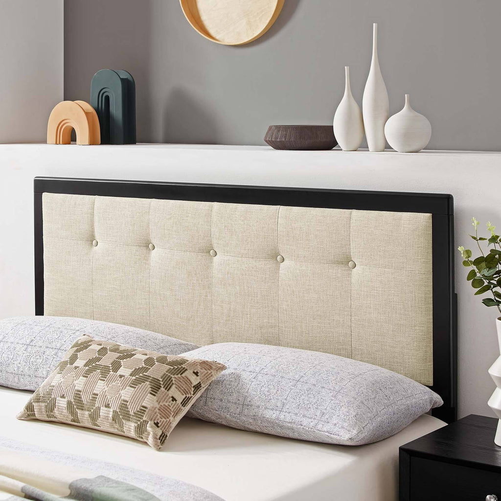 Modway Draper Tufted Queen Fabric and Wood Headboard - Walnut Charcoal