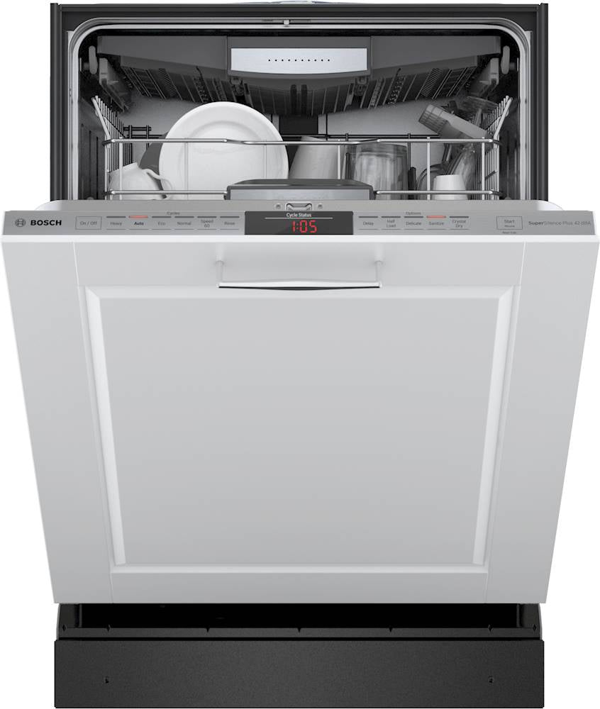 Bosch - 800 Series 24 Top Control Built-In Dishwasher with CrystalDry, Stainless Steel Tub, 3rd Rack, 42 dBa - Custom Panel Ready