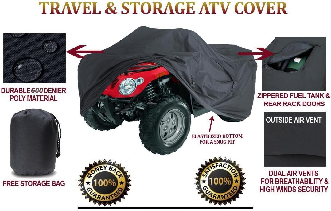 Heavy Duty 4 Wheeler ATV Cover Compatible for Cannondale Blaze 440 Quad All Terrain Vehicles 2002-2006. Strong All Weather Protection.