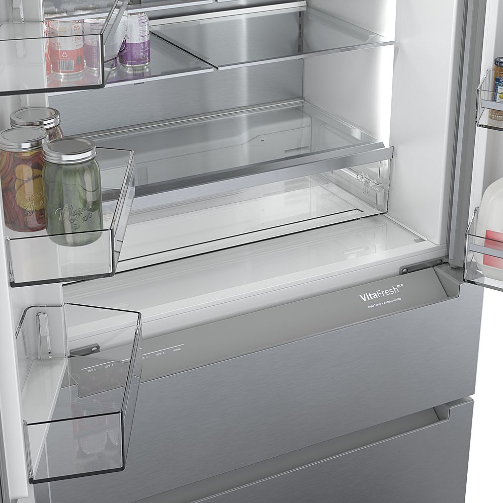 Bosch - 800 Series 20.5 Cu. Ft. 4-Door French Door Counter-Depth Smart Refrigerator - Stainless steel