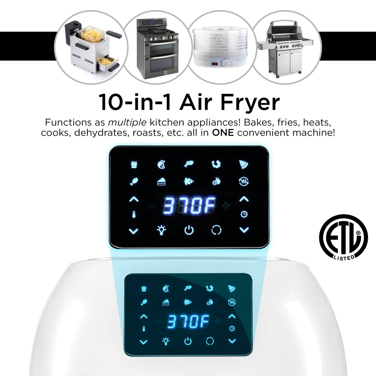 Best Choice Products 16.9qt 1800W 10-in-1 Family Size Air Fryer Countertop Oven, Rotisserie, Dehydrator - White