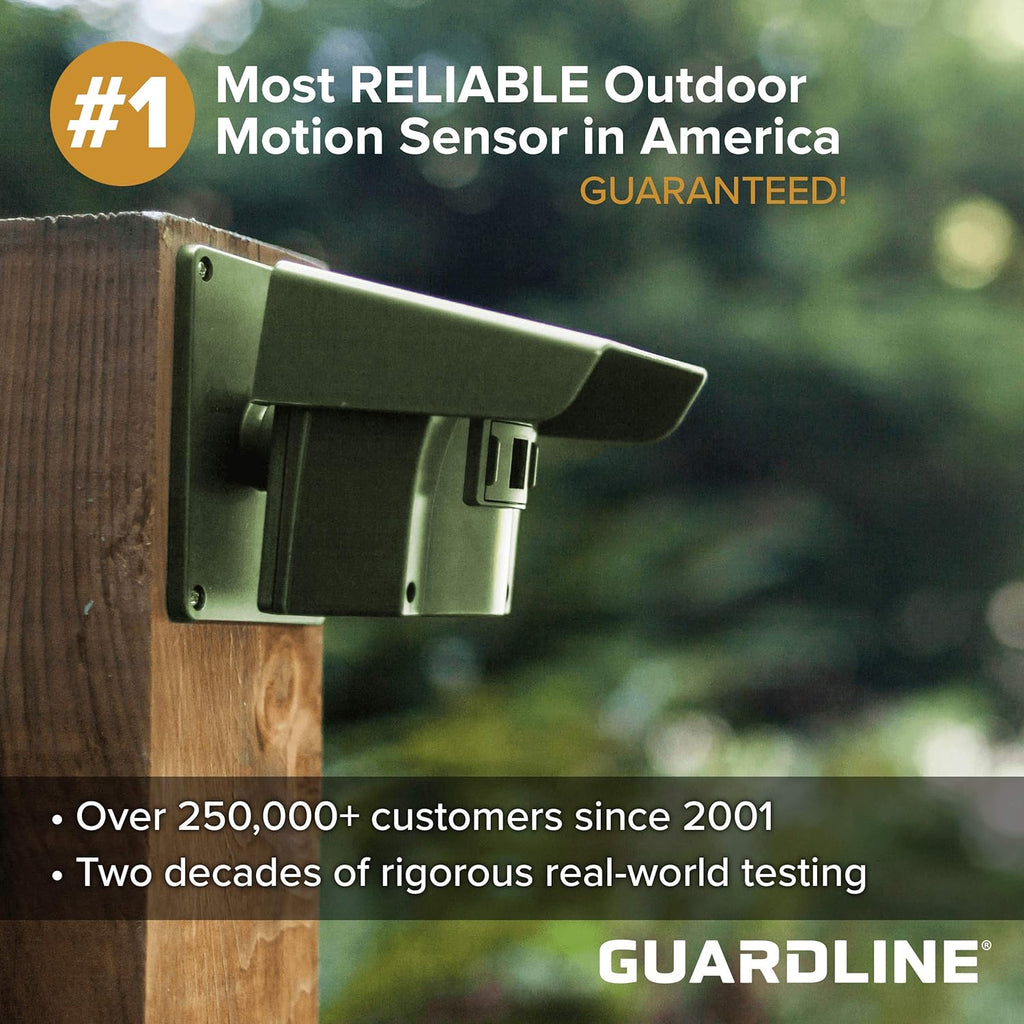 Guardline Wireless Driveway Alarm - 4 Motion Detector Alarm Sensors & 1 Receiver, 1/4 Mile Range, Weatherproof Outdoor Security Alert System for Home & Property