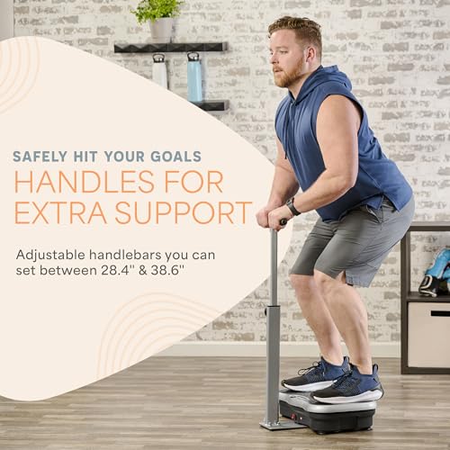 Lifepro TrimLite Vibration Plate Exercise Machine with Handlebars ?C Whole Body Vibration Machine, Ideal Lymphatic Drainage Massager ?C 99 Speed Levels, Bluetooth Speaker, Resistance Bands & Remote