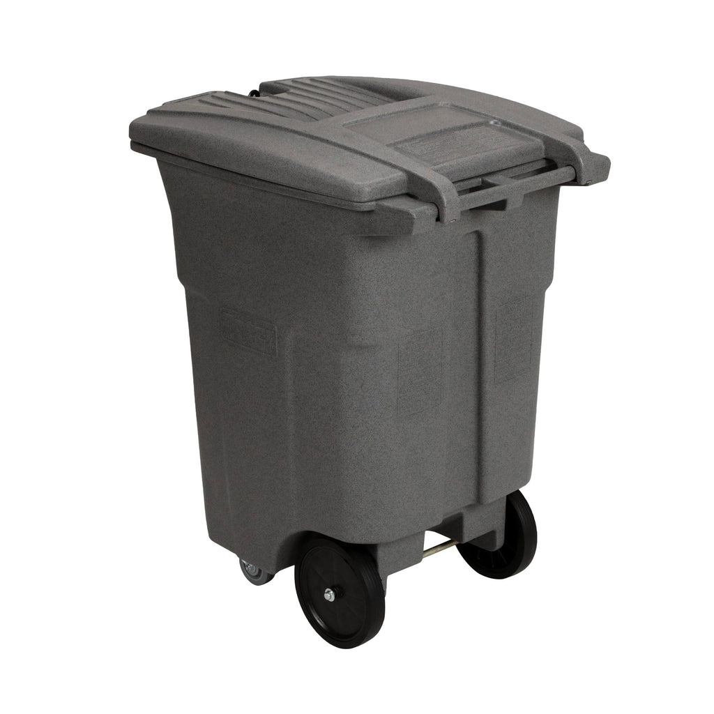 Toter 96 gal. Graystone Document Trash Can with Wheels and Hasp Lock (2 Standard Caster, 2 Stationary Wheels)