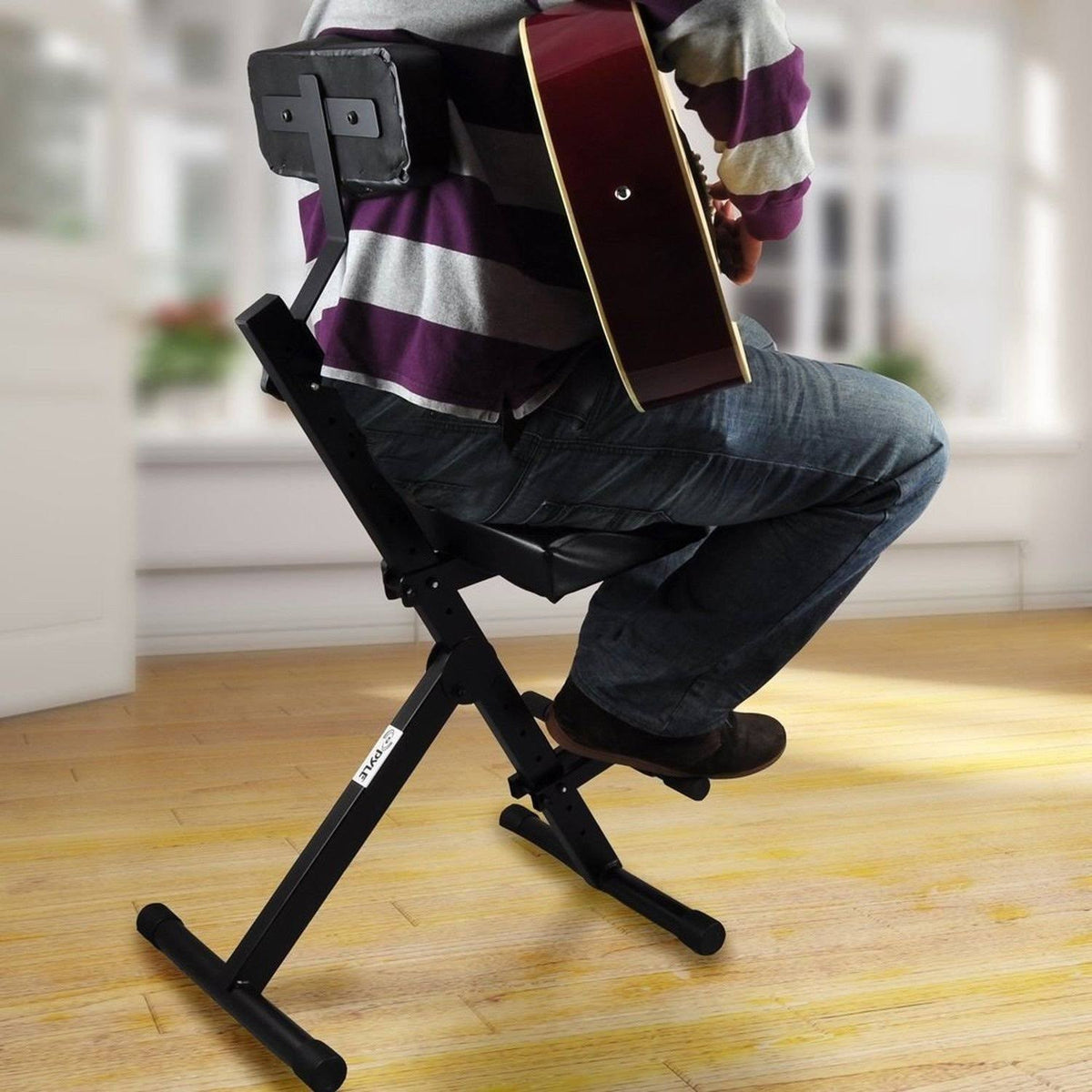 Pyle PKST70 - Musician Performer Chair Seat Stool, Durable, Portable, Adjustable