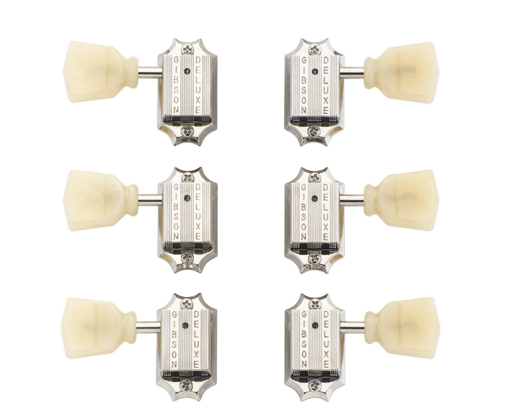 Gibson Deluxe Yellow Key Tuner Set, Vintage Nickel