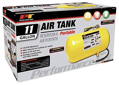 Performance Tool W10011 Hi-Viz 11-Gallon Horizontal Portable Air Tank with Tire