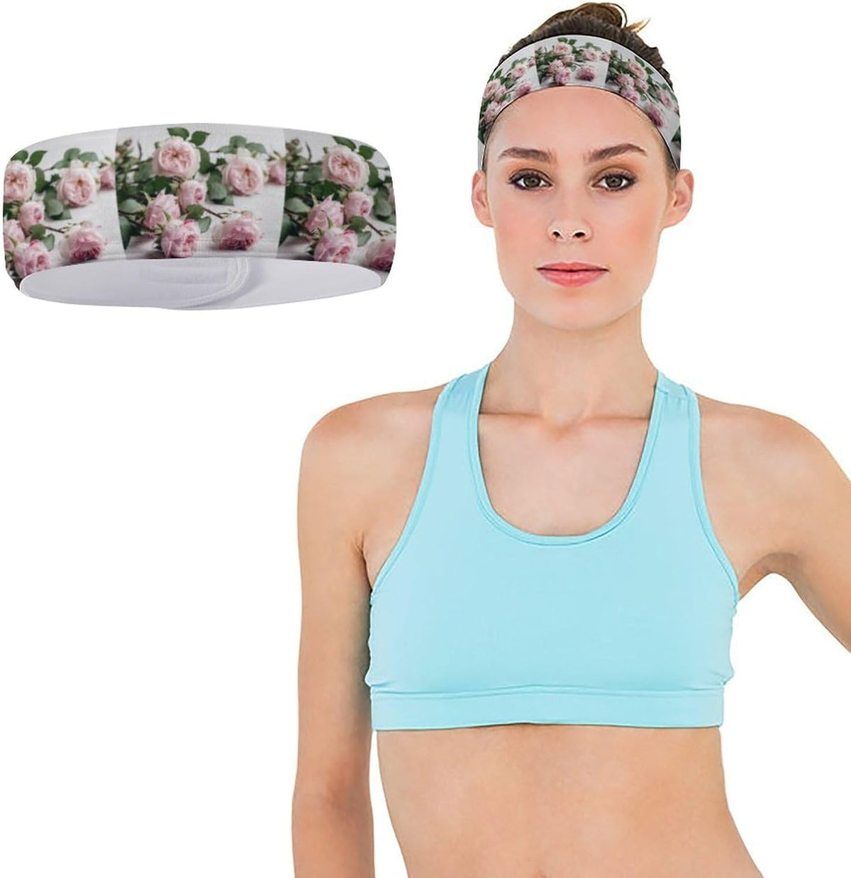 Sweatband Sports Headbands for Women Flowers on White Table Headband Stretchy Head Bands Moisture Wicking Workout Headband Fashionable Hairbands for Workout Yoga Running Gym Unisex Hairband