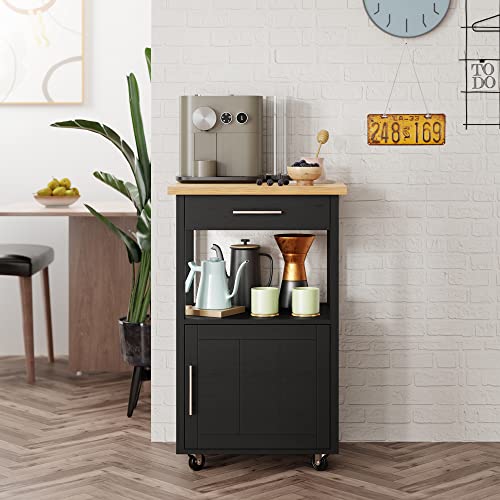 Shintenchi Kitchen Island Cart with Storage,Rolling Side Table on Wheels with Large Worktop, Cabinet,Towel Rack and Drawers for Kitchen,Dinning Room, White