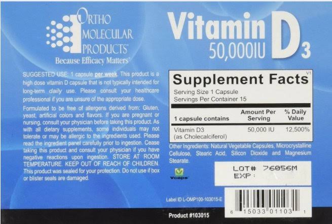 Vitamin D3 50000 IU Blister Pack 10 Pks Ortho Molecular