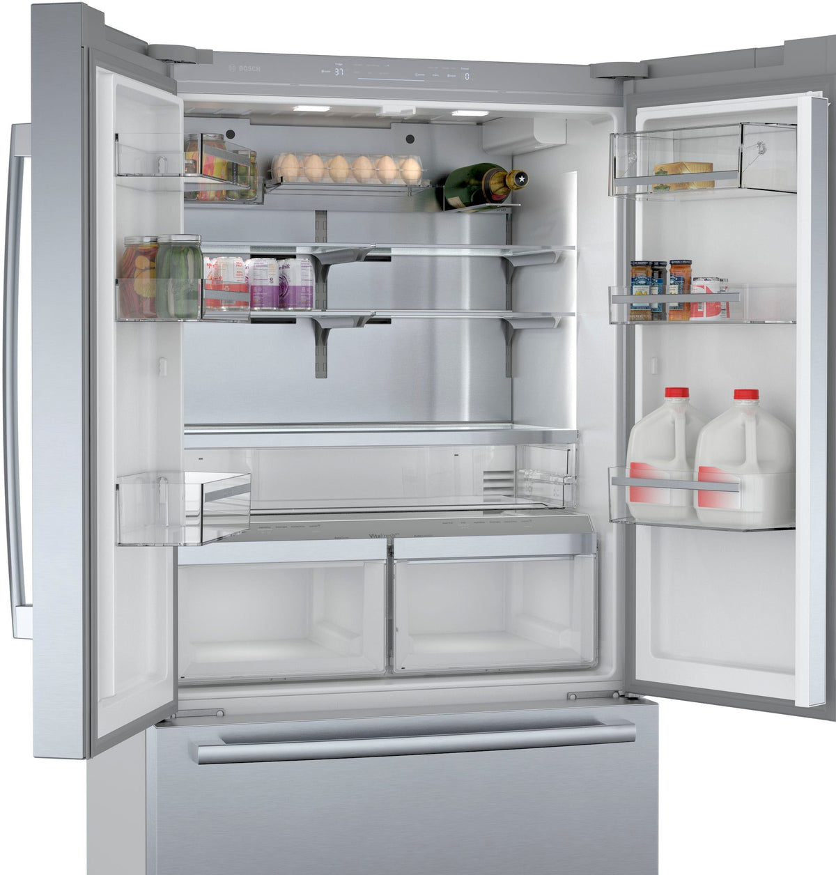 Bosch - 800 Series 21 Cu. Ft. French Door Counter-Depth Smart Refrigerator - Stainless steel