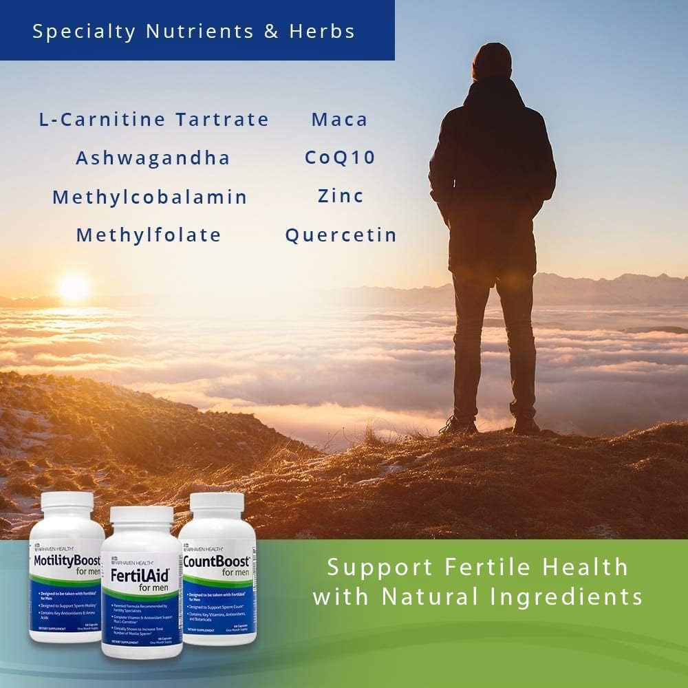 FertilAid for Men, MotilityBoost, Countboost Bundle - Male Fertility Stack with Preconception Vitamin & Fertility Formula Targets Count, Motility, Morphology, with Maca, Ashwagandha, CoQ10, Zinc