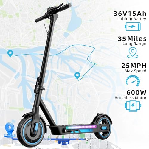 Electric Scooter for Adults, 19/25 Mph Max Speed, 21/25/35 Miles Range,350/500/600W APP Control E-Scooter with 8.5/10 Inflatable tire, Foldable Escooter with App Control, UL 2272 Certified