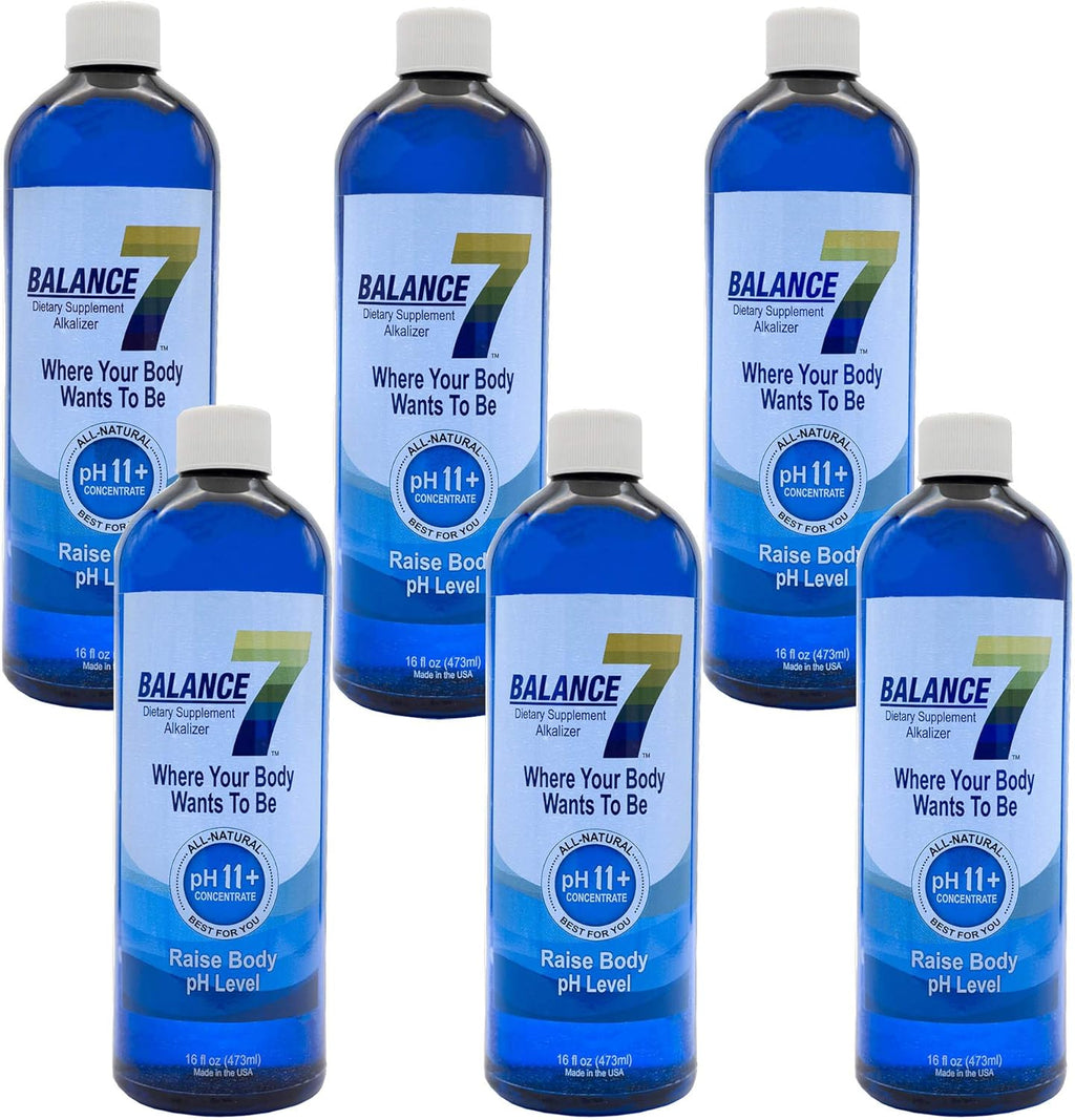 Balance 7 - Alkaline Dietary Supplement - 11+ pH Alkalizing Concentrate and pH Booster Mineral Liquid - pH Balancer (16 fl oz, 6 Bottles) Pack of 2