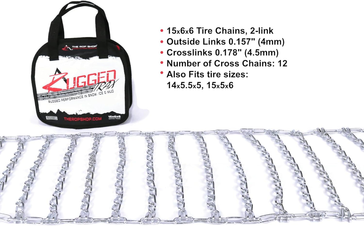 The ROP Shop Pair of 2 Link Tire Chains & Tensioners 23x10.5x12 for Snow Blowers, Lawn & Garden Tractors, Mowers & Riders, UTV, ATV, 4-Wheelers, Utility Vehicles