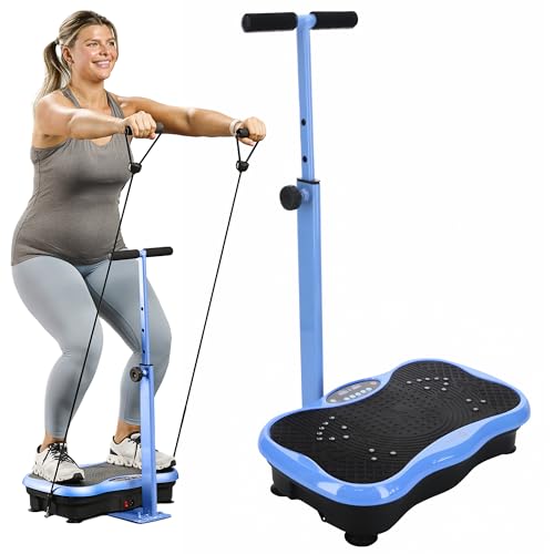 Lifepro TrimLite Vibration Plate Exercise Machine with Handlebars ?C Whole Body Vibration Machine, Ideal Lymphatic Drainage Massager ?C 99 Speed Levels, Bluetooth Speaker, Resistance Bands & Remote