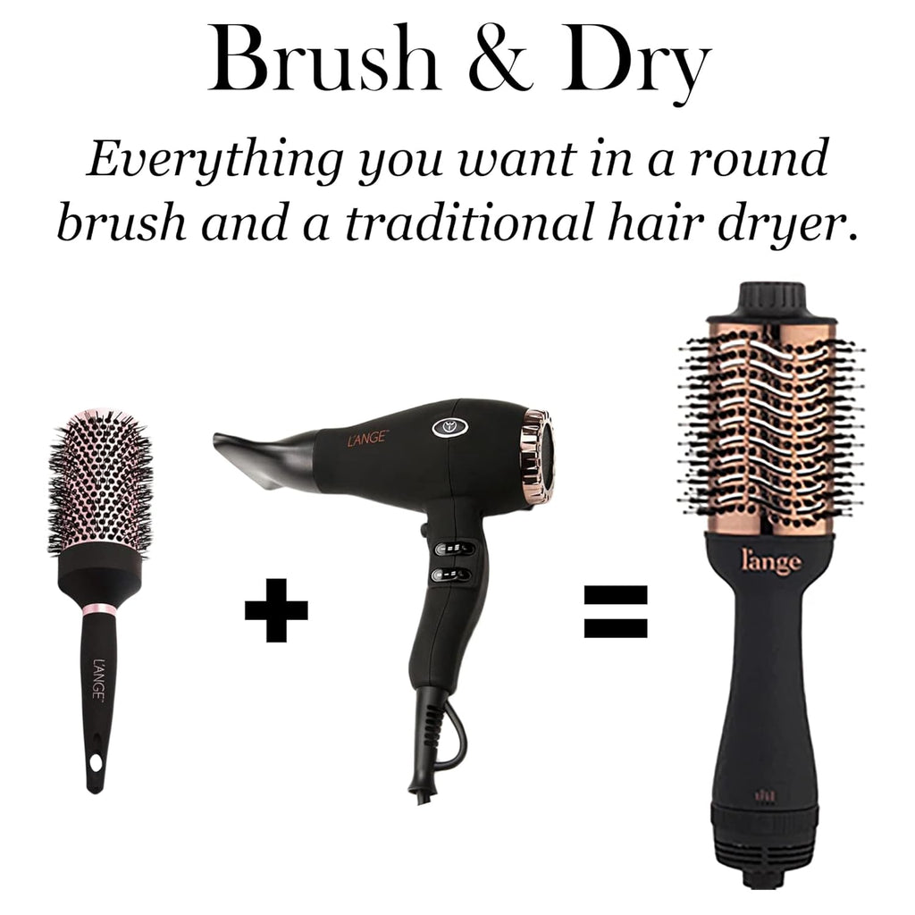 L'ANGE HAIR Le Volume 2-in-1 Titanium Brush Dryer Black | 75MM Hot Air Blow Dryer Brush in One with Oval Barrel | Hair Styler for Smooth, Frizz-Free Results for All Hair Types