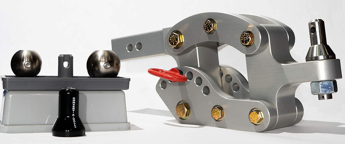 Rhino Hitch RHI2BA10K - 10K LB, 7 Drop Hitch w/ 2 Shank, Adjustable Aluminum Trailer Hitch & 2 Ball Convert-A-Ball Set