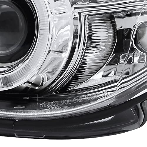 SPEC-D TUNING Dual Halo LED Projector Headlights Glossy Black Housing Smoke Lens Compatible with 2002-2003 Subaru Impreza, Left + Right Pair Headlamps Assembly
